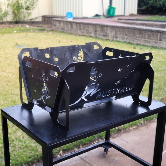 Flatpack Fire Pit | Australiana | Boxing Kangaroo